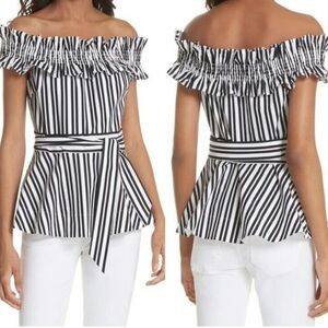Kate spade striped Ruffle Top navy, pink and white size 4